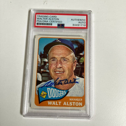1965 Topps Walt Alston Signed Baseball Card Los Angeles Dodgers PSA DNA COA