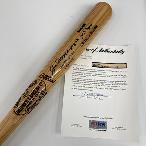 Joe Dimaggio Signed Game Model Baseball Bat PSA DNA & JSA COA