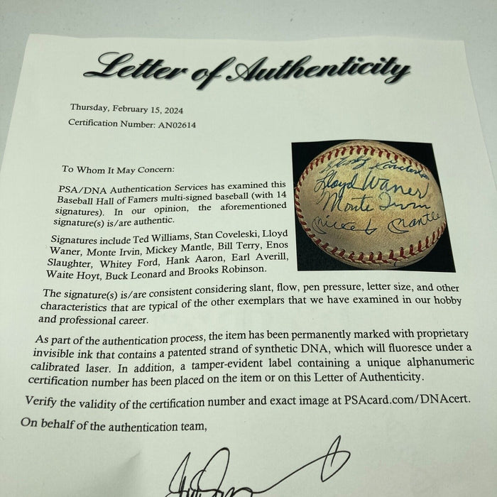 Mickey Mantle Ted Williams Willie Mays Hank Aaron HOF Multi Signed Baseball PSA