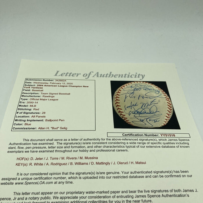 2003 New York Yankees Team Signed Baseball Derek Jeter Mariano Rivera JSA COA