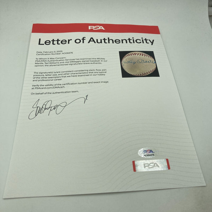 Mickey Mantle Joe Dimaggio Ted Williams Hank Aaron Signed Baseball PSA DNA & JSA