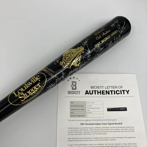 1997 Cleveland Indians AL Champs Team Signed World Series Baseball Bat Beckett