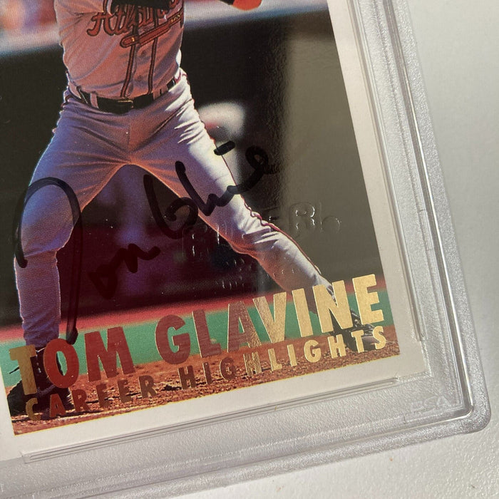 1993 Fleer Tom Glavine Signed Promo Card With Fleer Stamp PSA DNA RARE