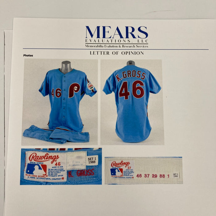 Kevin Gross Game Used Philadelphia Phillies Jersey Uniform MEARS A10