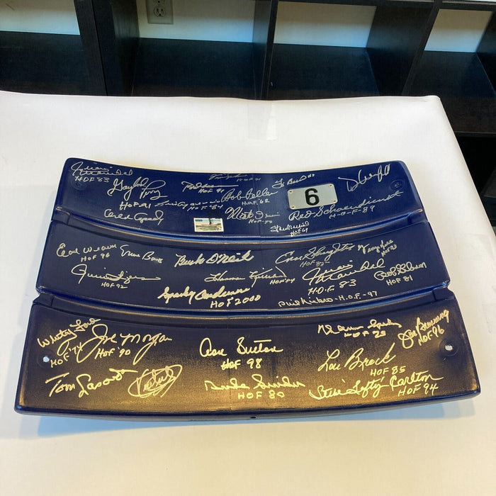 Beautiful Hall Of Fame Signed Seatback Stan Musial Ernie Banks 33 Sigs JSA COA
