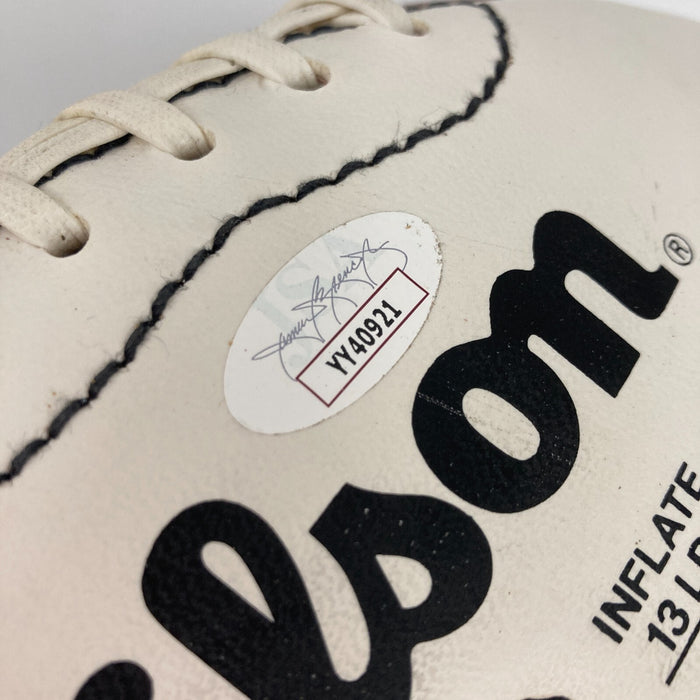 John Elway Franco Harris Brett Favre Hall Of Fame Multi Signed Football JSA