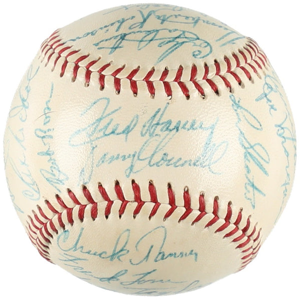 Beautiful 1956 Milwaukee Braves Team Signed NL Giles Baseball Hank Aaron JSA COA
