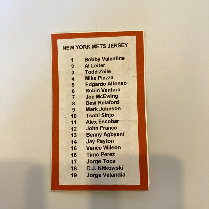 2001 New York Mets Team Signed Authentic Game Jersey Mike Piazza