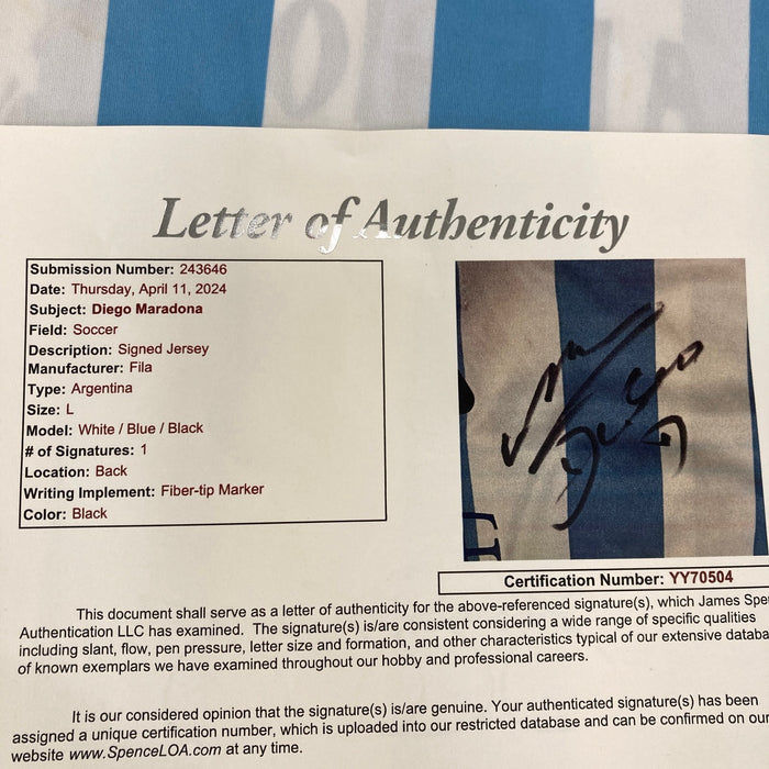 Diego Maradona Signed Argentina National Team Game Jersey JSA COA