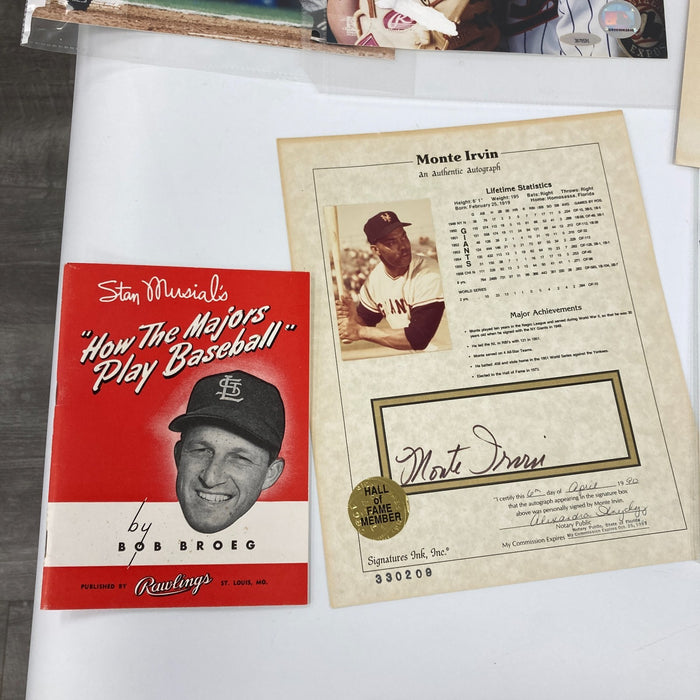 Lot Of (18) Signed MLB Baseball Photos Jose Canseco Bob Feller Don Larsen