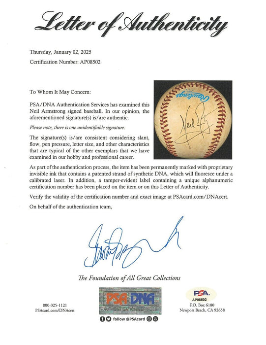 Neil Armstrong Signed 1970's Official American League Baseball PSA DNA NASA