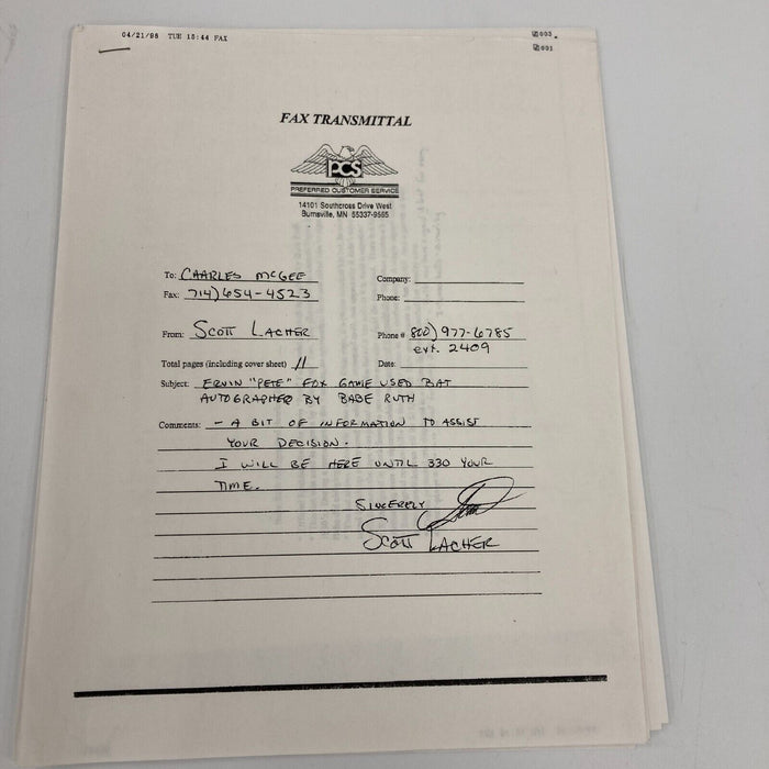 Babe Ruth Signed Autographed 1930's Game Used Baseball Bat PSA DNA COA