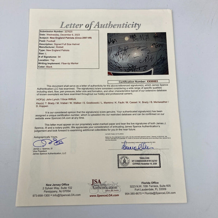 Tom Brady 2007 New England Patriots AFC Champs Team Signed Helmet 54 Sigs JSA