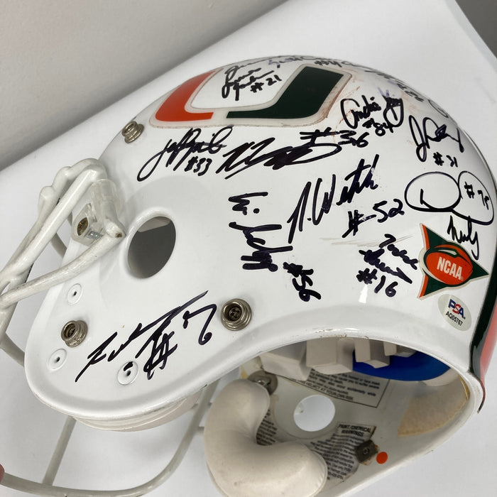 1998 Miami Hurricane Team Signed Game Issued Helmet 41 Sigs PSA DNA COA