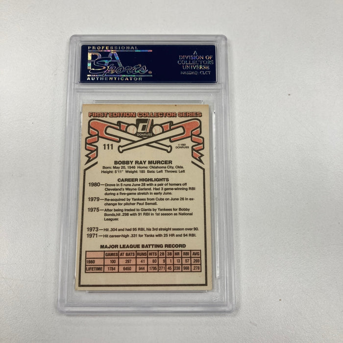 1981 Donruss Bobby Murcer Signed Baseball Card Auto PSA DNA