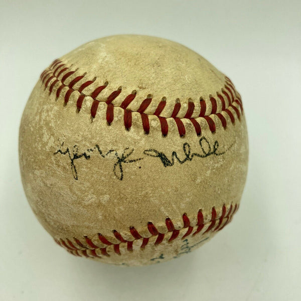 George Uhle Single Signed 1954 Game Used American League Baseball