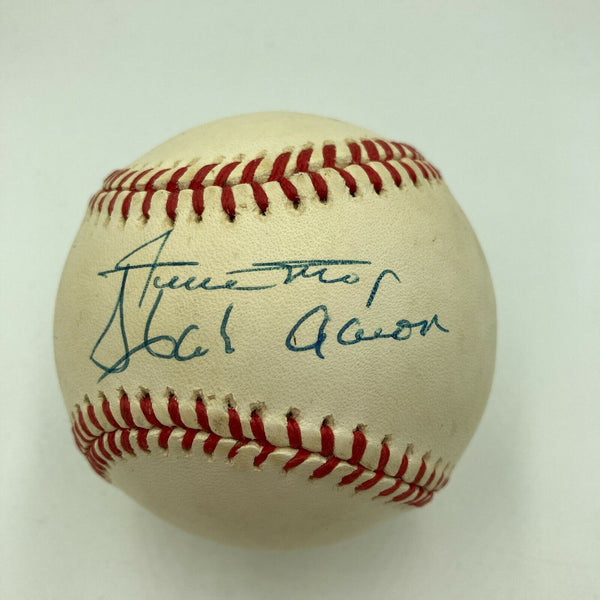 Willie Mays & Hank Aaron Signed Autographed National League Baseball JSA COA