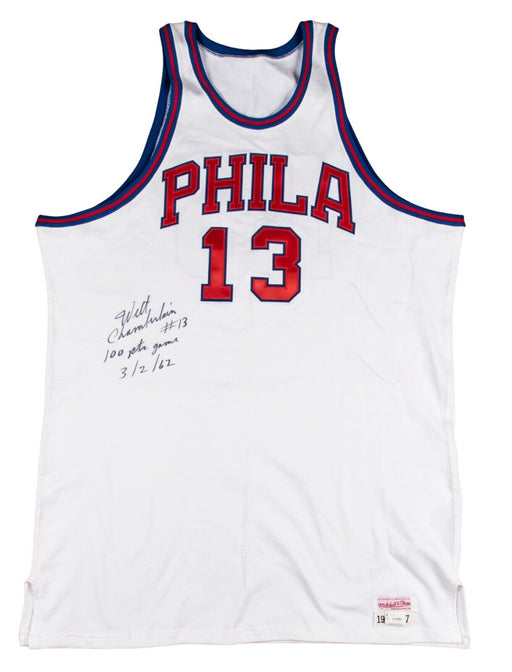Wilt Chamberlain "100 Point Game 3/2/1962" Signed Inscribed Jersey PSA DNA COA