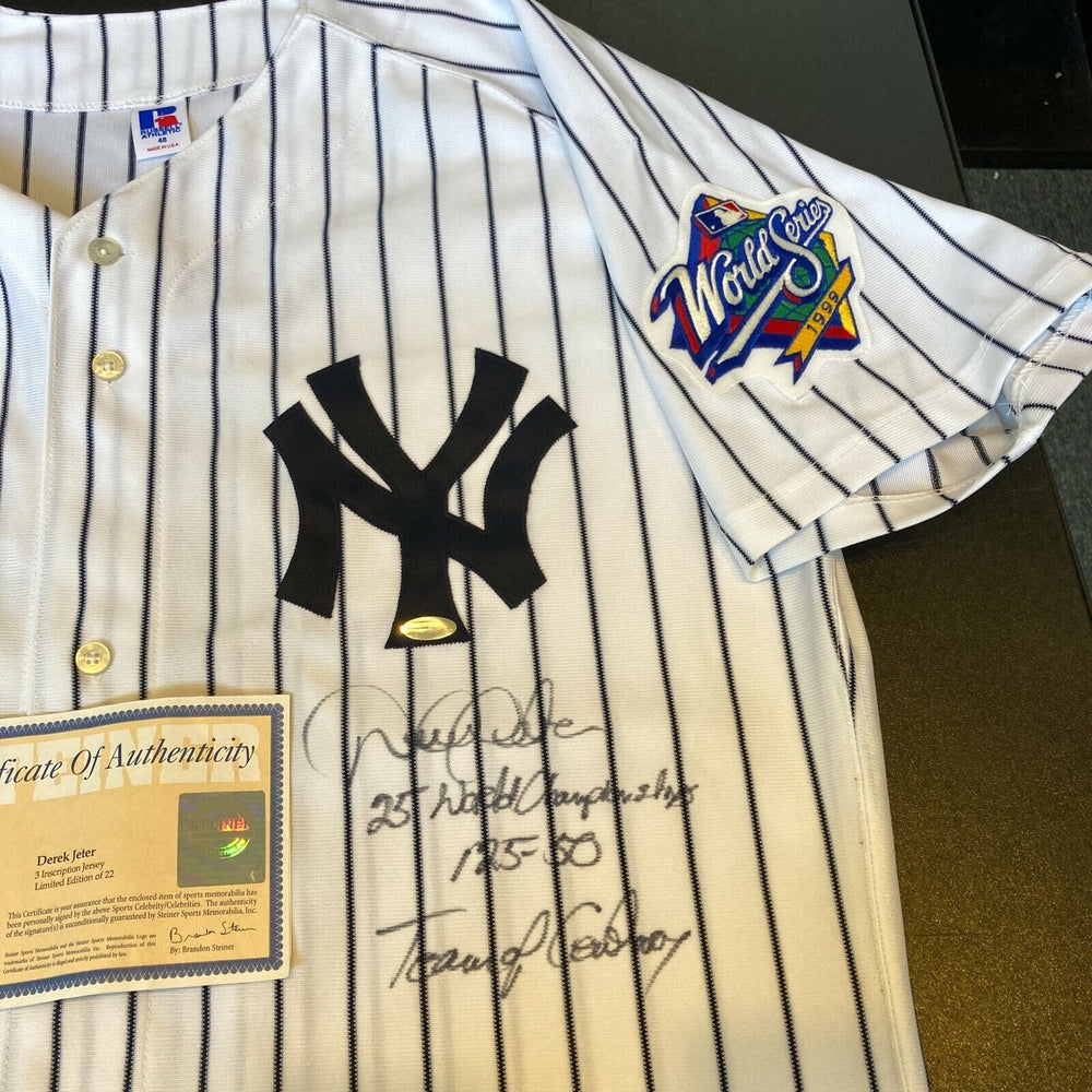 Derek Jeter Team Of The Century Signed Yankees World Series Jersey Steiner COA