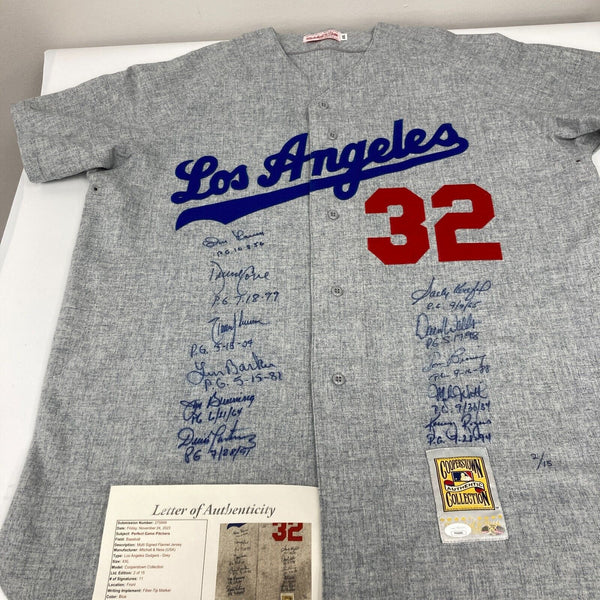 Rare Perfect Game Pitchers Signed Jersey 11 Sigs With Sandy Koufax JSA COA