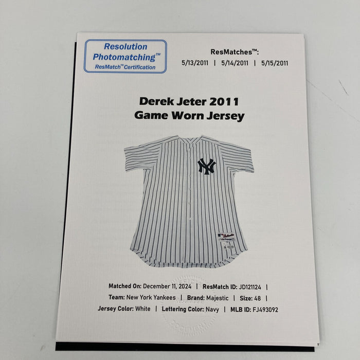 Derek Jeter 2011 Signed Game Used Jersey Photo Matched To 3 Games JSA COA