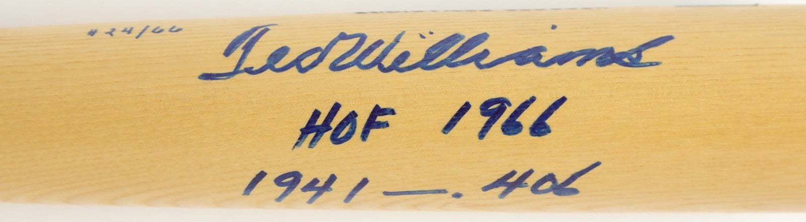 Ted Williams "HOF 1966 1941 .406" Signed Inscribed Baseball Bat MINT JSA