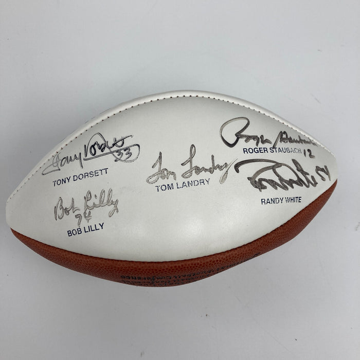 Dallas Cowboys Legends Signed Football Tom Landry Roger Staubach JSA COA