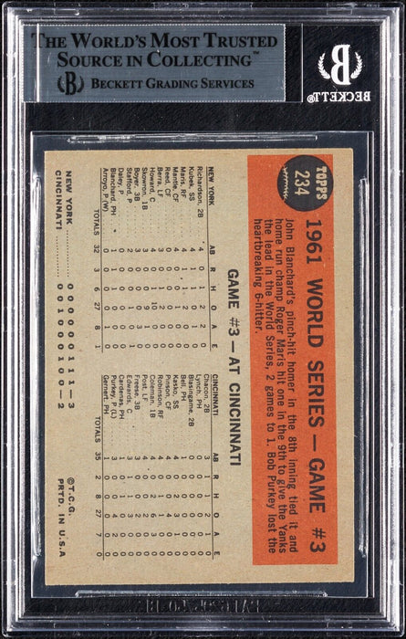 Roger Maris Signed 1962 Topps #234 BGS Beckett Certified Auto