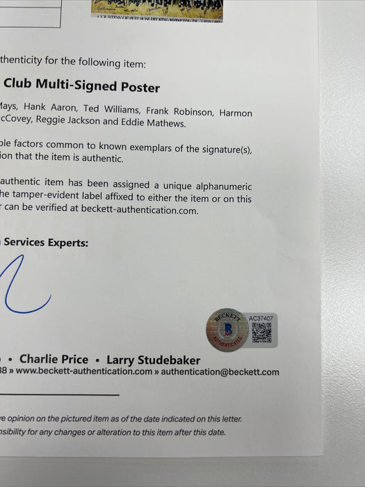 Beautiful 500 Home Run Club Signed Large Photo Mickey Mantle Ted Williams BAS