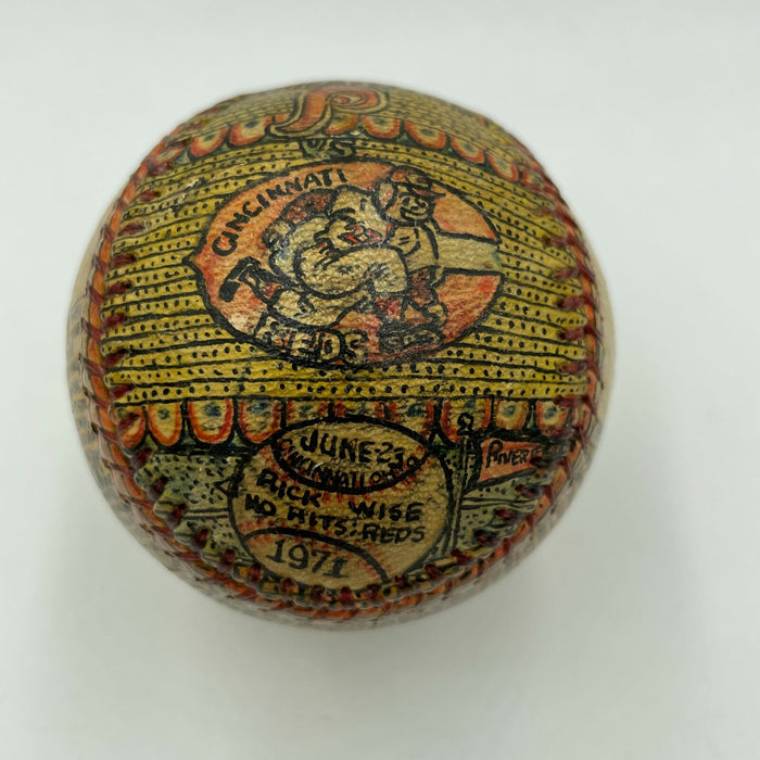 Beautiful Hand Painted George Sosnak Folk Art Baseball Rick Wise 1/1 Signed
