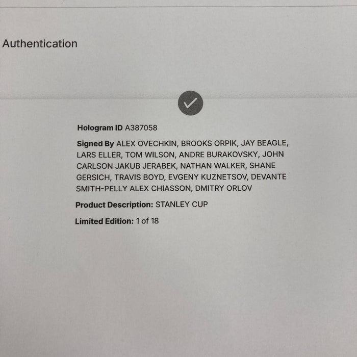 2017–18 Washington Capitals Champs Signed Full Size Stanley Cup Alex Ovechkin