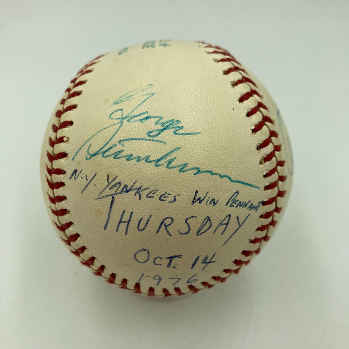 Billy Martin George Steinbrenner Chambliss 1976 ALCS Walk-off HR Signed Baseball