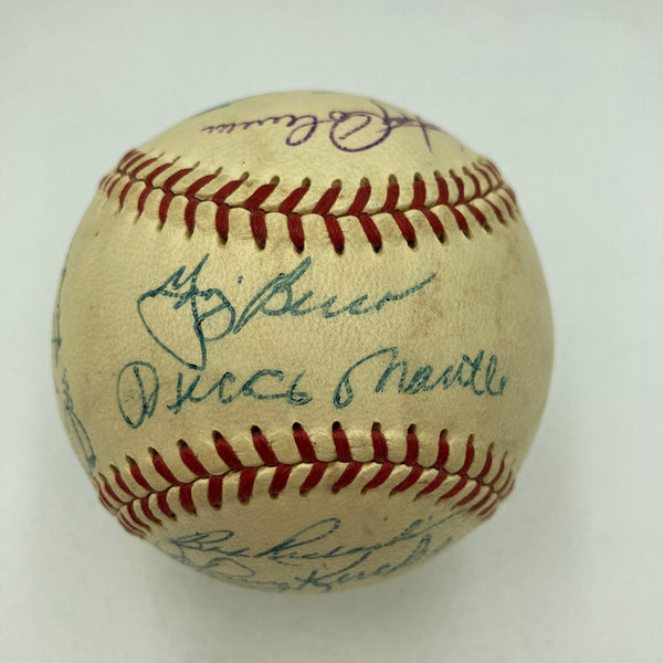 1957 New York Yankees AL Champs Team Signed Baseball Mickey Mantle PSA DNA COA