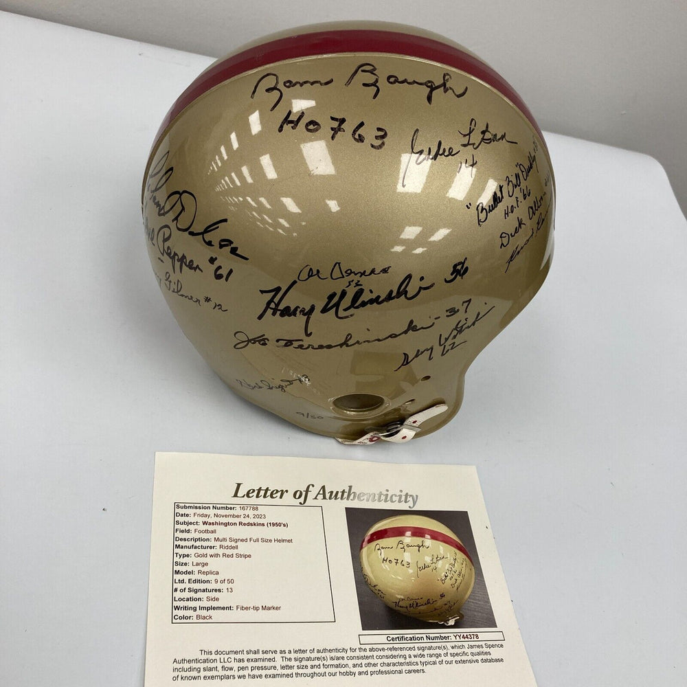 1952 Washington Redskins Team Signed Full Size Helmet Sammy Baugh JSA COA