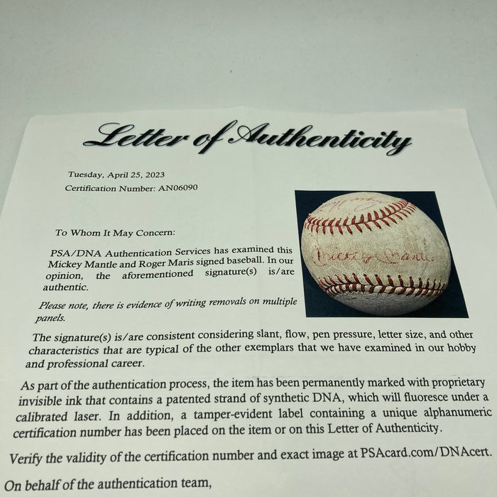 Mickey Mantle & Roger Maris Signed 1960's American League Cronin Baseball JSA