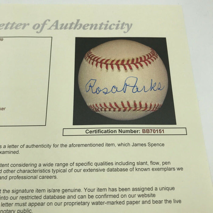 Extraordinary Rosa Parks Single Signed Baseball JSA COA Civil Rights Movement