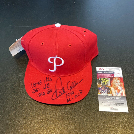 Dick Allen Signed Heavily Inscribed STATS Philadelphia Phillies Hat JSA COA