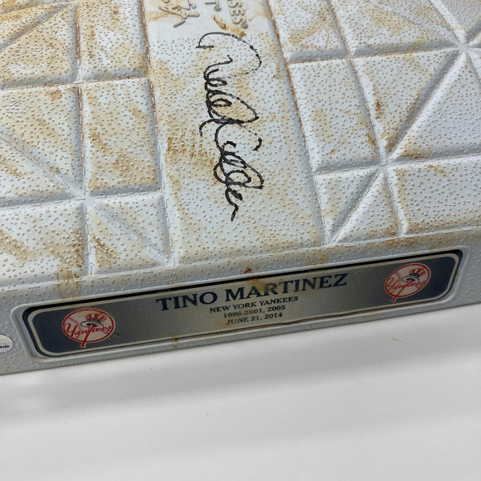 Derek Jeter & Tino Martinez Signed Game Used Tino Martinez Day Base Steiner JSA