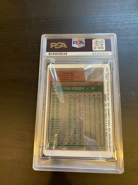 1975 Topps Frank Robinson Signed Porcelain Baseball Card PSA DNA "586 HR's"