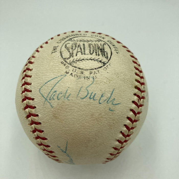 Jack Buck Harry Caray Stan Musial Signed 1960's National League Baseball JSA COA