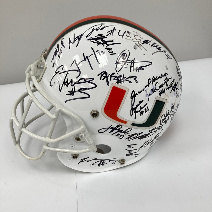 1998 Miami Hurricane Team Signed Game Issued Helmet 41 Sigs PSA DNA COA