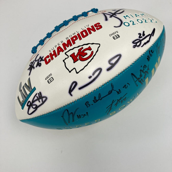 2019 Kansas City Chiefs Super Bowl LIV Champs Team Signed Football JSA Mahomes