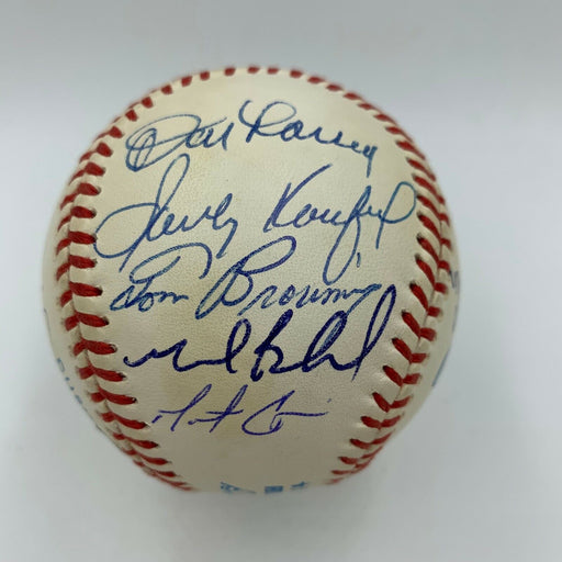 Magnificent Perfect Game Signed Baseball 16 Sigs Sandy Koufax Roy Halladay PSA