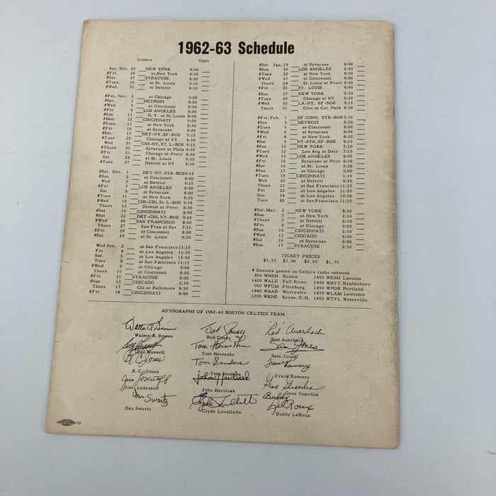 1962-1963 Boston Celtics NBA Champs Team Signed Yearbook Bill Russell JSA COA