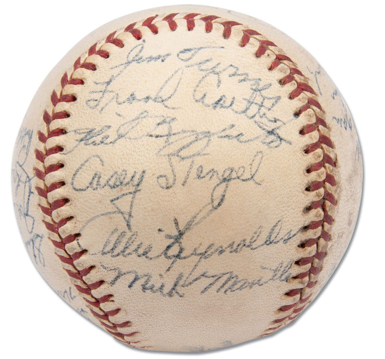 1951 Yankees World Series Champs Team Signed Baseball Mickey Mantle Rookie PSA
