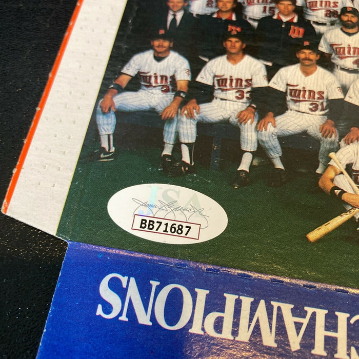 1987 Minnesota Twins World Series Champs Team Signed Wheaties Box With JSA COA