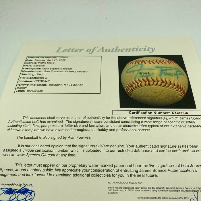 Willie Mays Signed Vintage 1970's San Francisco Giants Baseball JSA COA