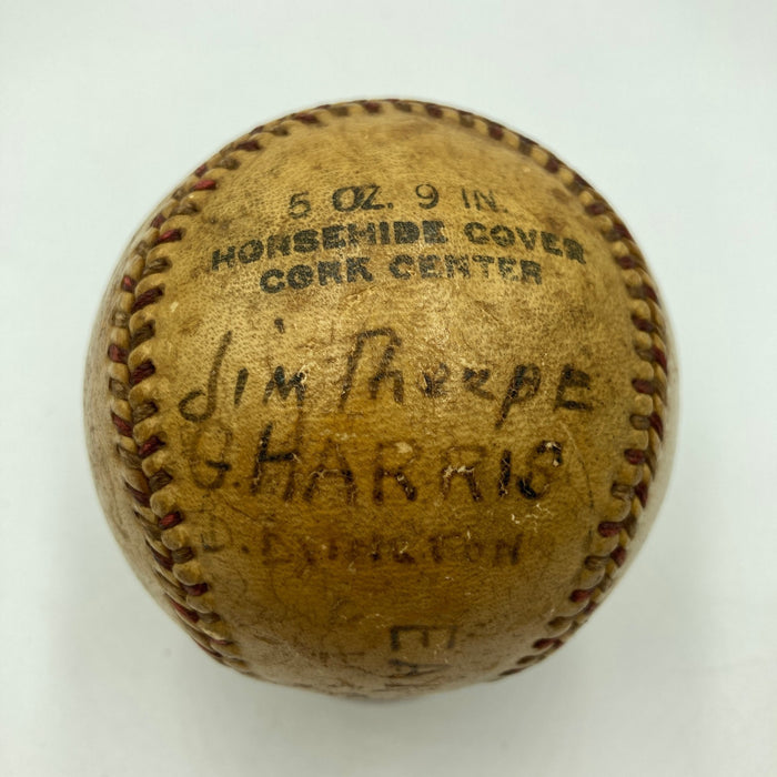 Jim Thorpe 1933 Ben Harjo's All-Indian Baseball Club Team Signed Baseball JSA