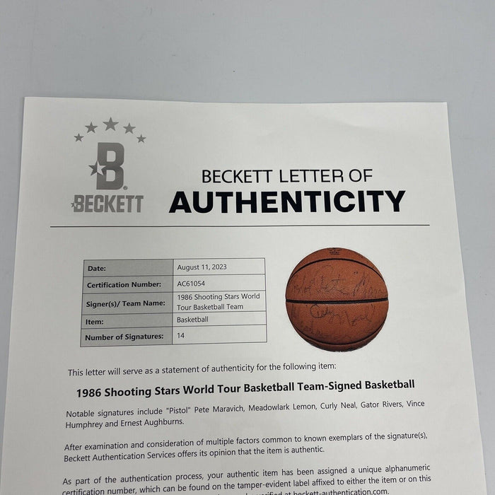 Pete Maravich "Pistol Pete" NBA Legends Multi Signed Basketball Beckett COA