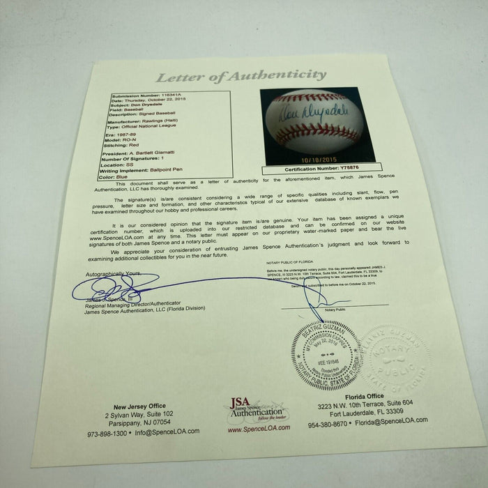 Don Drysdale Signed Official National League Baseball JSA COA